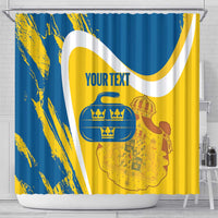Custom Sweden Curling Shower Curtain Konungariket Sverige Tre Kronor Grunge Style - Wonder Print Shop