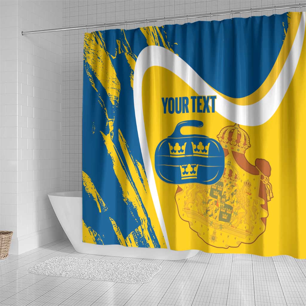 Custom Sweden Curling Shower Curtain Konungariket Sverige Tre Kronor Grunge Style - Wonder Print Shop