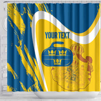 Custom Sweden Curling Shower Curtain Konungariket Sverige Tre Kronor Grunge Style - Wonder Print Shop