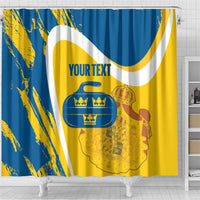 Custom Sweden Curling Shower Curtain Konungariket Sverige Tre Kronor Grunge Style - Wonder Print Shop