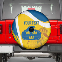 Custom Sweden Curling Spare Tire Cover Konungariket Sverige Tre Kronor Grunge Style - Wonder Print Shop