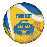 Custom Sweden Curling Spare Tire Cover Konungariket Sverige Tre Kronor Grunge Style - Wonder Print Shop