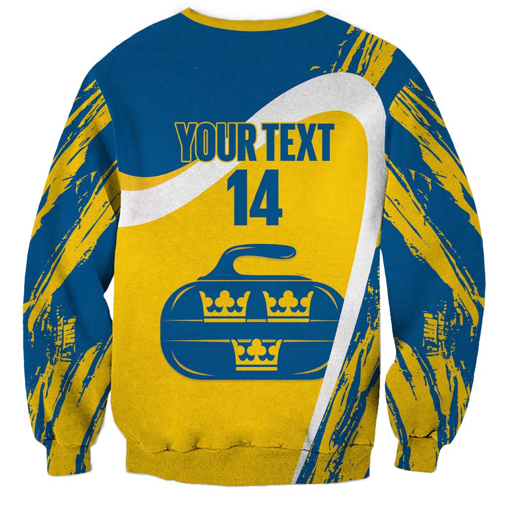 Custom Sweden Curling Sweatshirt Konungariket Sverige Tre Kronor Grunge Style - Wonder Print Shop