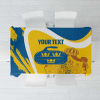 Custom Sweden Curling Tablecloth Konungariket Sverige Tre Kronor Grunge Style - Wonder Print Shop