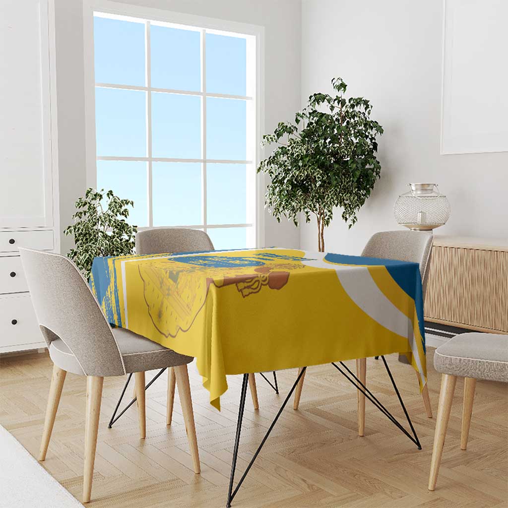 Custom Sweden Curling Tablecloth Konungariket Sverige Tre Kronor Grunge Style - Wonder Print Shop
