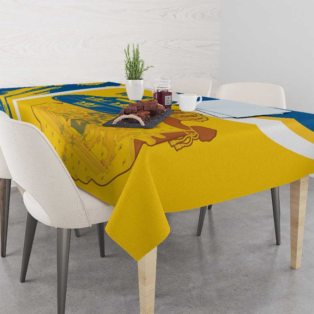 Custom Sweden Curling Tablecloth Konungariket Sverige Tre Kronor Grunge Style - Wonder Print Shop
