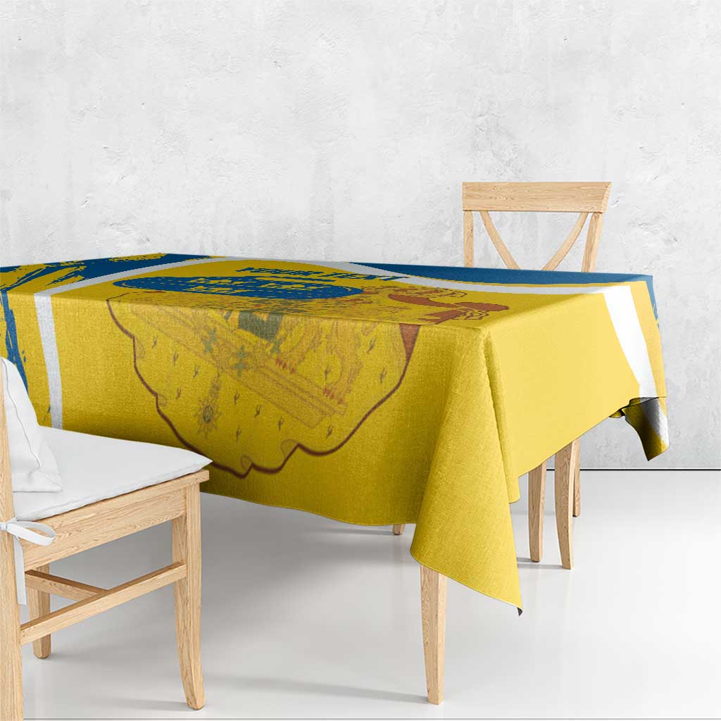Custom Sweden Curling Tablecloth Konungariket Sverige Tre Kronor Grunge Style - Wonder Print Shop