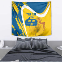 Custom Sweden Curling Tapestry Konungariket Sverige Tre Kronor Grunge Style - Wonder Print Shop