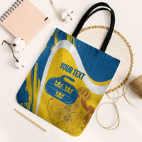 Custom Sweden Curling Tote Bag Konungariket Sverige Tre Kronor Grunge Style - Wonder Print Shop