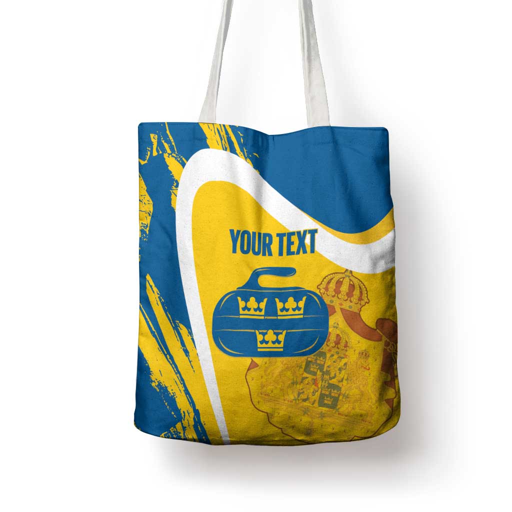 Custom Sweden Curling Tote Bag Konungariket Sverige Tre Kronor Grunge Style - Wonder Print Shop