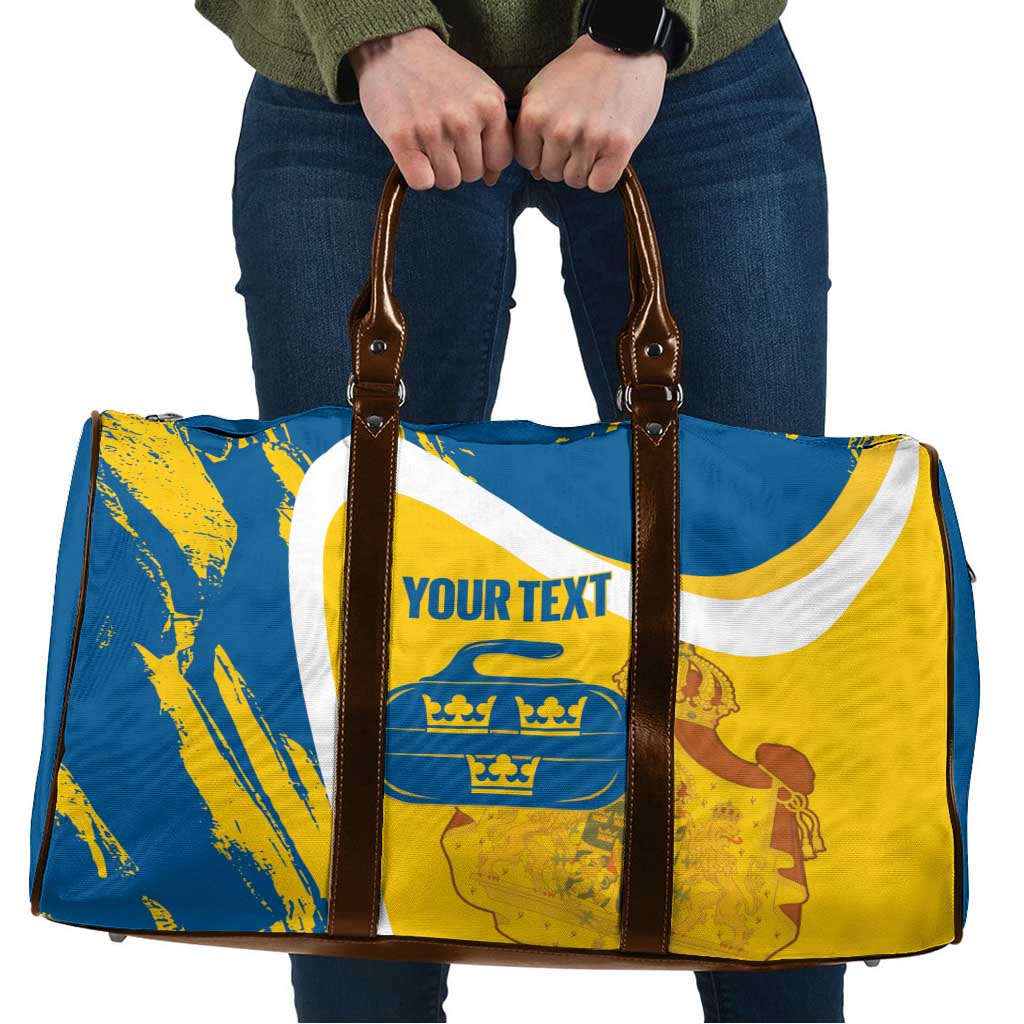 Custom Sweden Curling Travel Bag Konungariket Sverige Tre Kronor Grunge Style - Wonder Print Shop