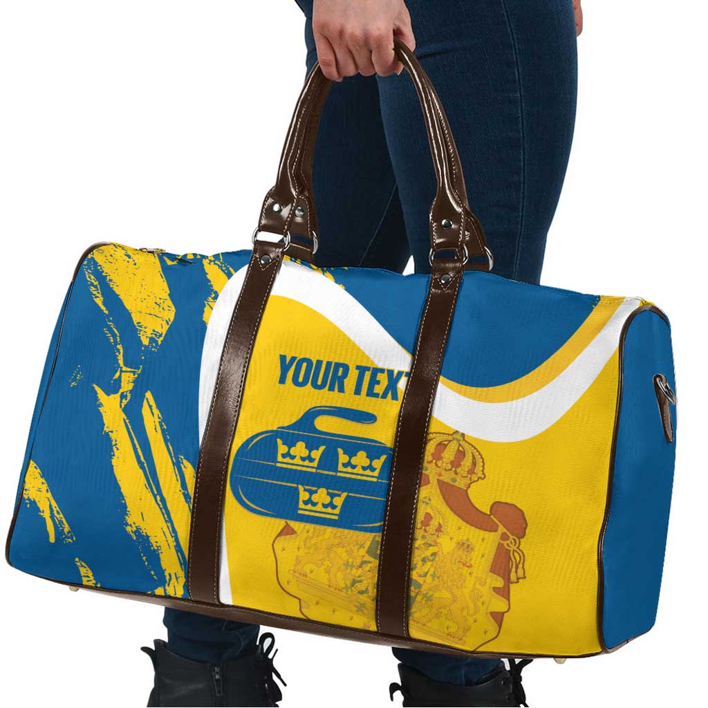 Custom Sweden Curling Travel Bag Konungariket Sverige Tre Kronor Grunge Style - Wonder Print Shop