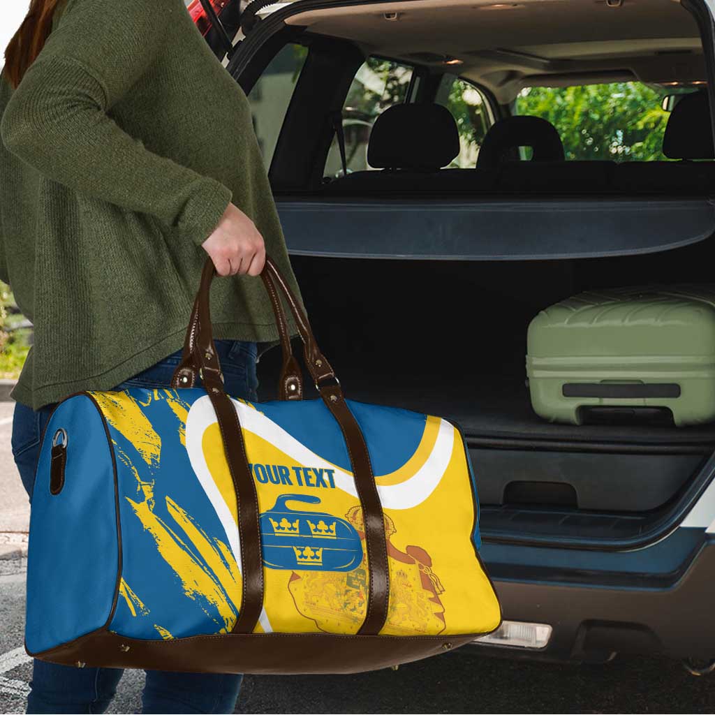Custom Sweden Curling Travel Bag Konungariket Sverige Tre Kronor Grunge Style - Wonder Print Shop