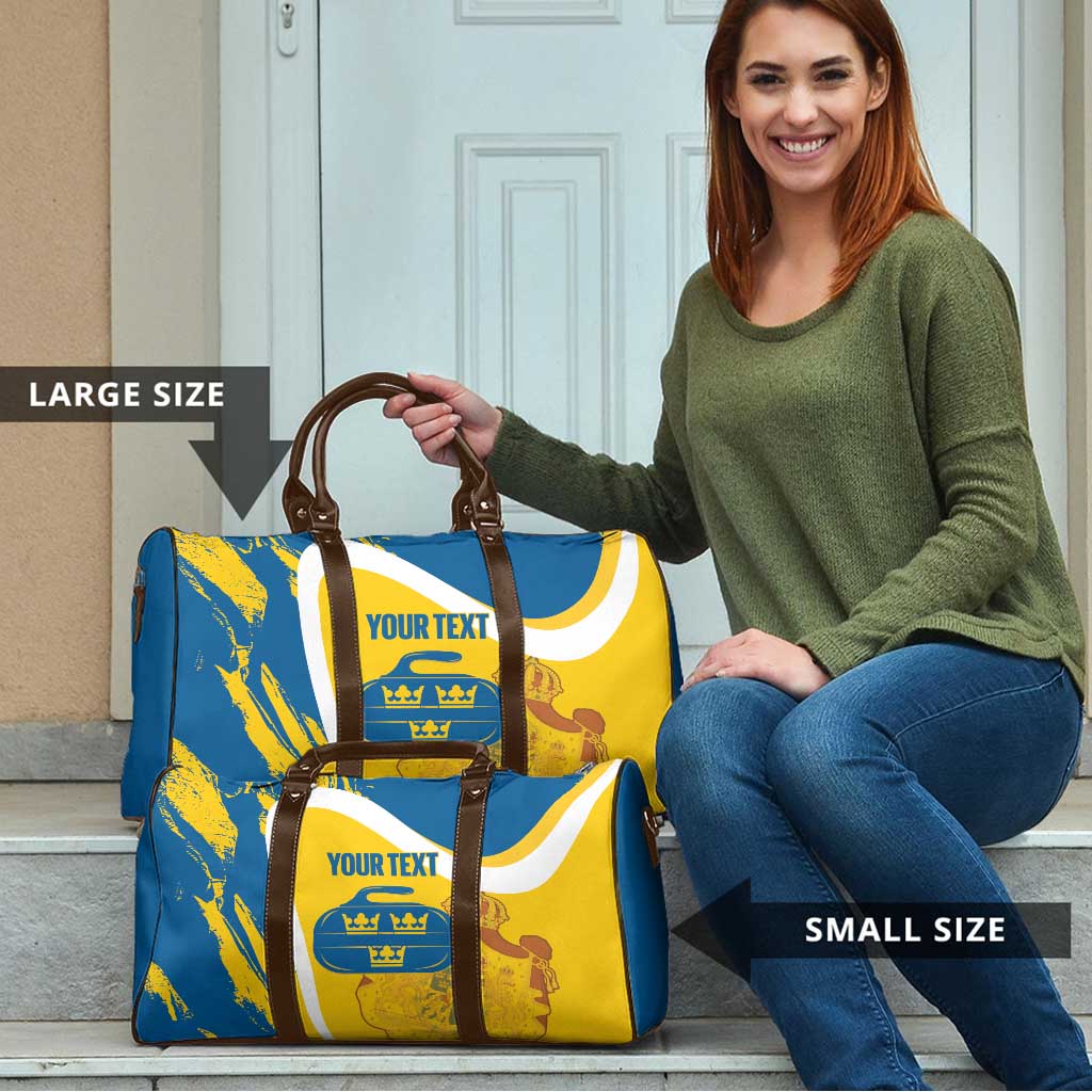 Custom Sweden Curling Travel Bag Konungariket Sverige Tre Kronor Grunge Style - Wonder Print Shop