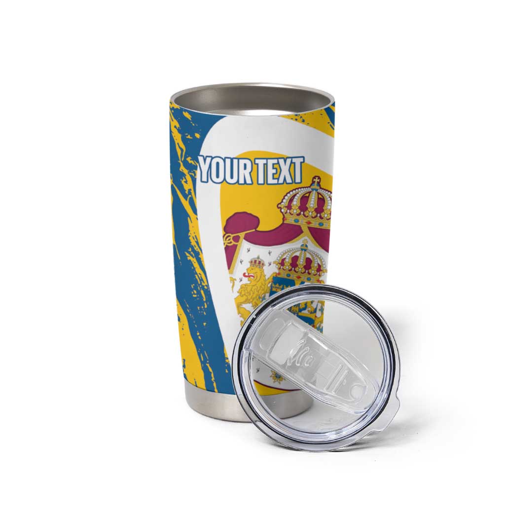 Custom Sweden Curling Tumbler Cup Konungariket Sverige Tre Kronor Grunge Style - Wonder Print Shop