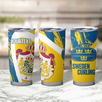 Custom Sweden Curling Tumbler Cup Konungariket Sverige Tre Kronor Grunge Style - Wonder Print Shop
