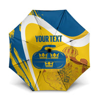 Custom Sweden Curling Umbrella Konungariket Sverige Tre Kronor Grunge Style - Wonder Print Shop