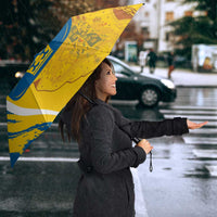 Custom Sweden Curling Umbrella Konungariket Sverige Tre Kronor Grunge Style - Wonder Print Shop