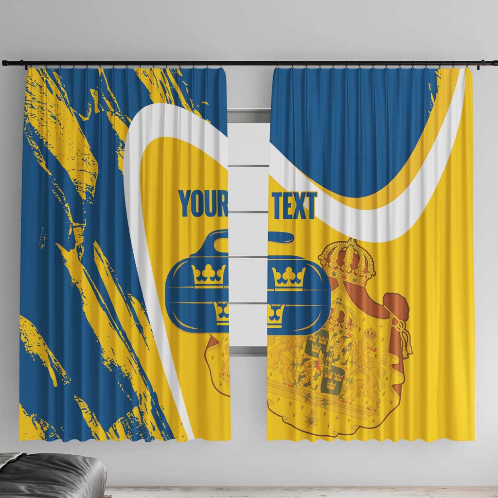 Custom Sweden Curling Window Curtain Konungariket Sverige Tre Kronor Grunge Style - Wonder Print Shop