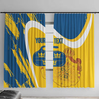 Custom Sweden Curling Window Curtain Konungariket Sverige Tre Kronor Grunge Style - Wonder Print Shop