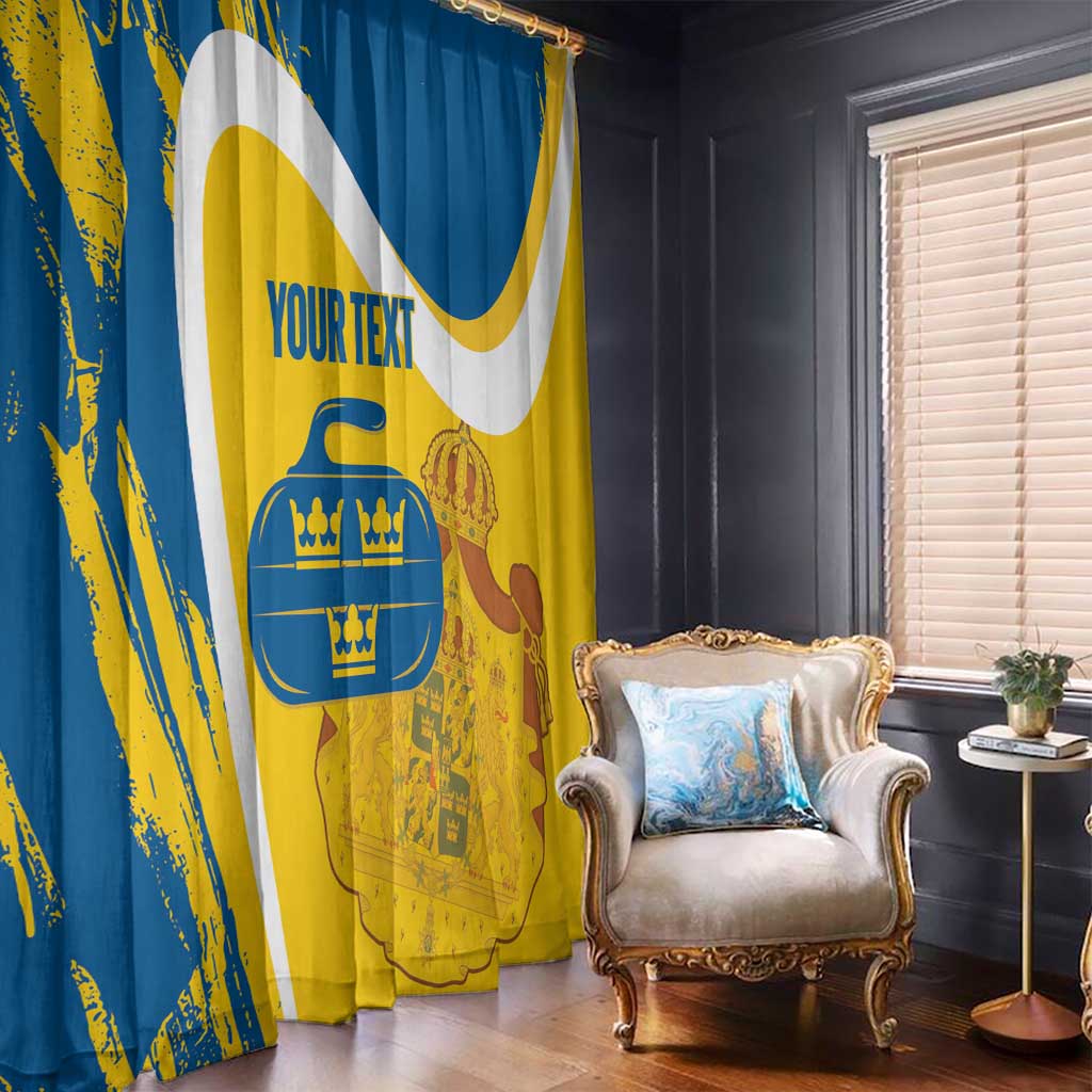 Custom Sweden Curling Window Curtain Konungariket Sverige Tre Kronor Grunge Style - Wonder Print Shop