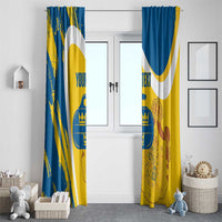 Custom Sweden Curling Window Curtain Konungariket Sverige Tre Kronor Grunge Style - Wonder Print Shop