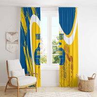 Custom Sweden Curling Window Curtain Konungariket Sverige Tre Kronor Grunge Style - Wonder Print Shop