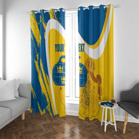 Custom Sweden Curling Window Curtain Konungariket Sverige Tre Kronor Grunge Style - Wonder Print Shop