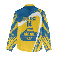 Custom Sweden Curling Women Casual Shirt Konungariket Sverige Tre Kronor Grunge Style - Wonder Print Shop