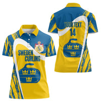 Custom Sweden Curling Women Polo Shirt Konungariket Sverige Tre Kronor Grunge Style - Wonder Print Shop