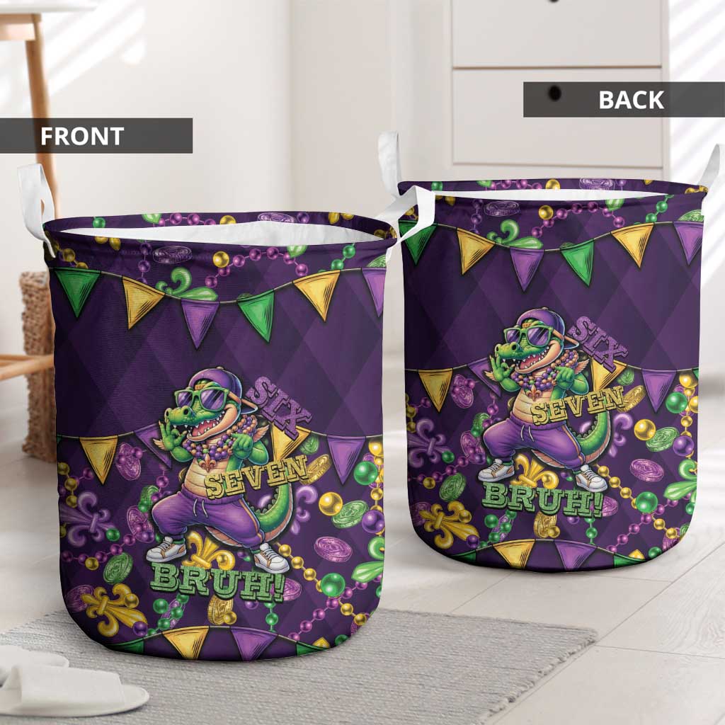 Six Seven Alligator Mardi Gras Laundry Basket 67 Gen Alpha Slang Carnival Beads