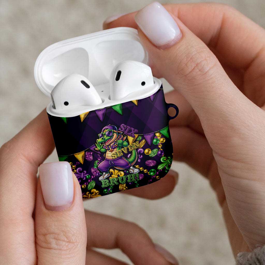 Six Seven Alligator Mardi Gras AirPods Case 67 Gen Alpha Slang Carnival Beads