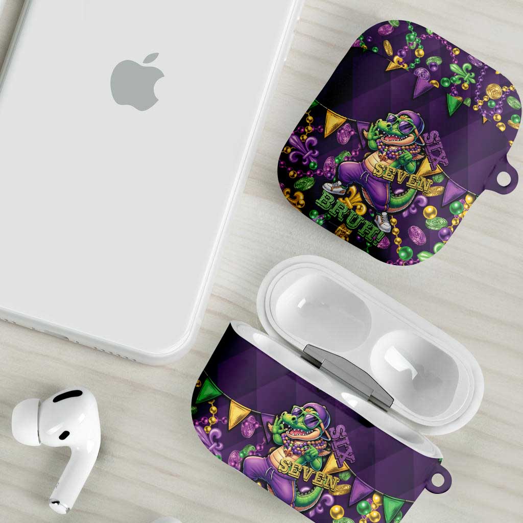 Six Seven Alligator Mardi Gras AirPods Case 67 Gen Alpha Slang Carnival Beads