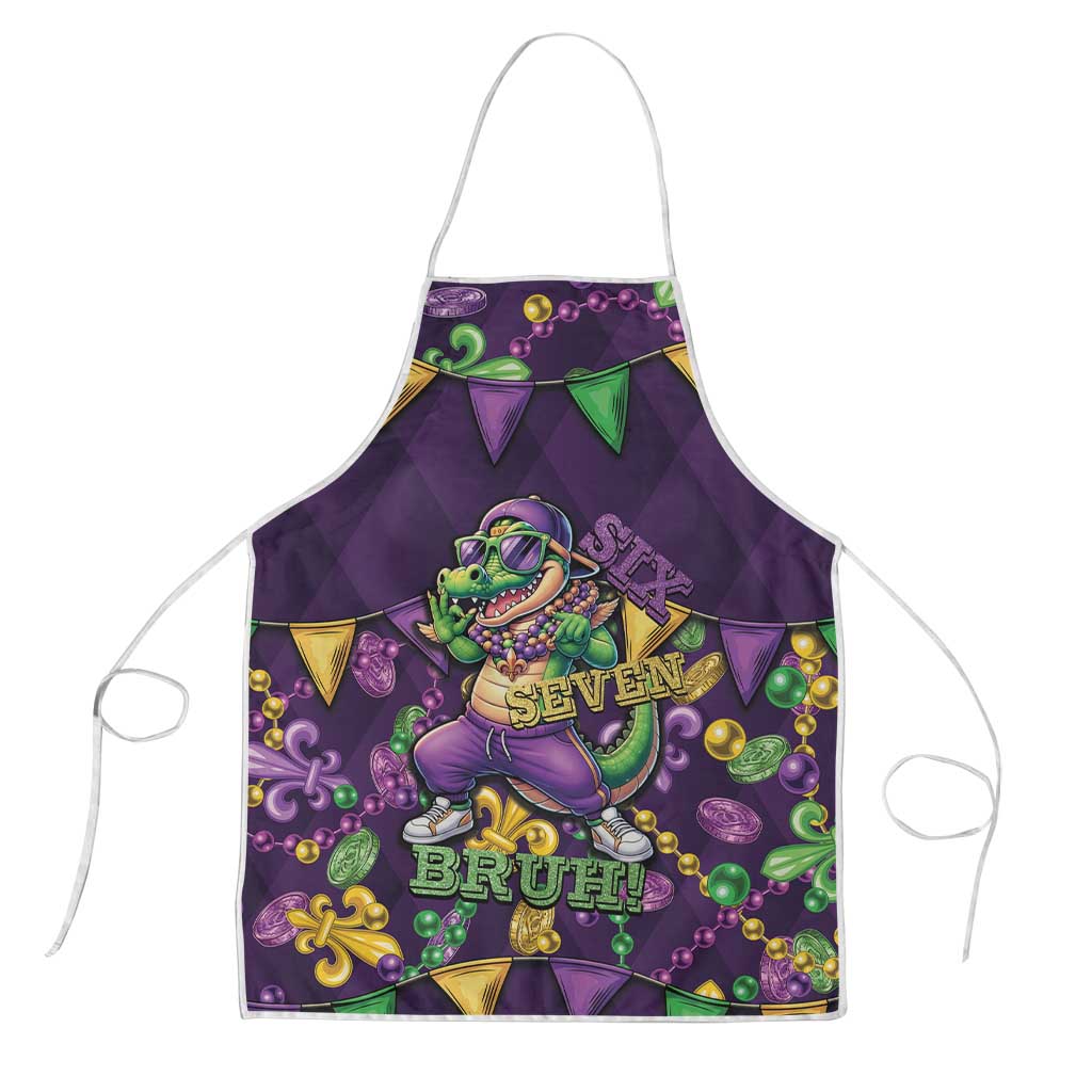 Six Seven Alligator Mardi Gras Apron 67 Gen Alpha Slang Carnival Beads