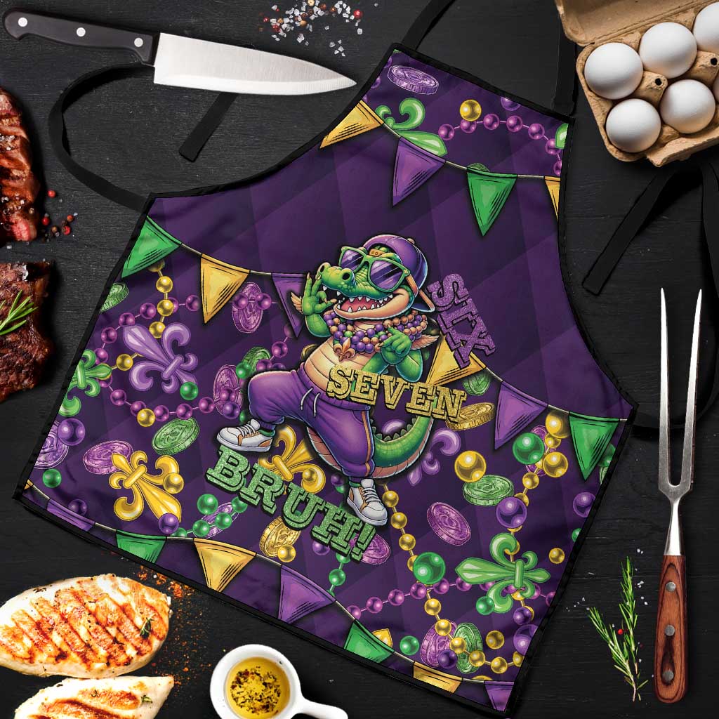 Six Seven Alligator Mardi Gras Apron 67 Gen Alpha Slang Carnival Beads