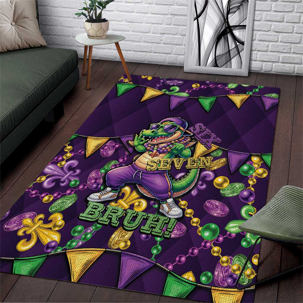 Six Seven Alligator Mardi Gras Area Rug 67 Gen Alpha Slang Carnival Beads