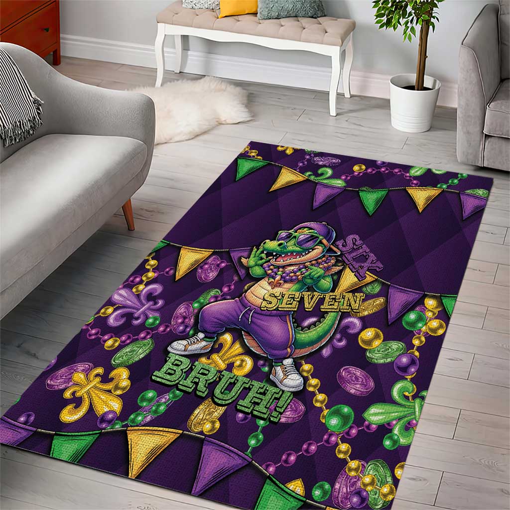 Six Seven Alligator Mardi Gras Area Rug 67 Gen Alpha Slang Carnival Beads