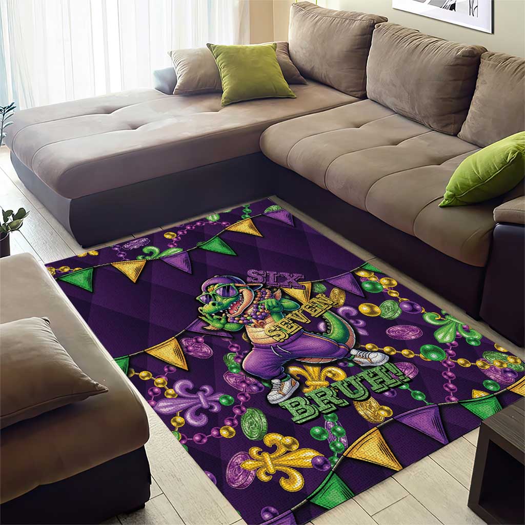 Six Seven Alligator Mardi Gras Area Rug 67 Gen Alpha Slang Carnival Beads