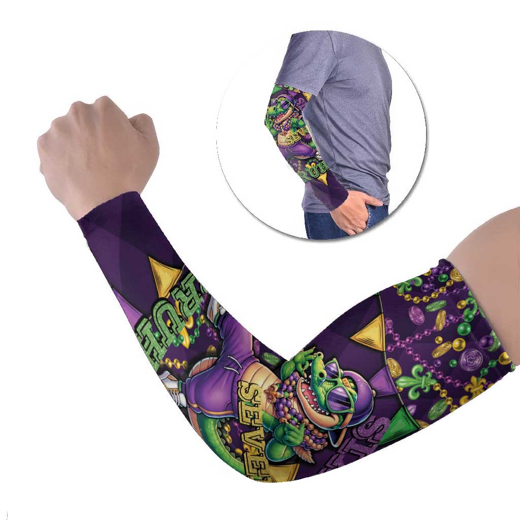 Six Seven Alligator Mardi Gras Arm Sleeves 67 Gen Alpha Slang Carnival Beads