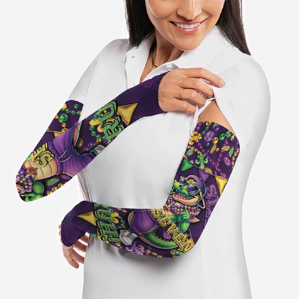 Six Seven Alligator Mardi Gras Arm Sleeves 67 Gen Alpha Slang Carnival Beads