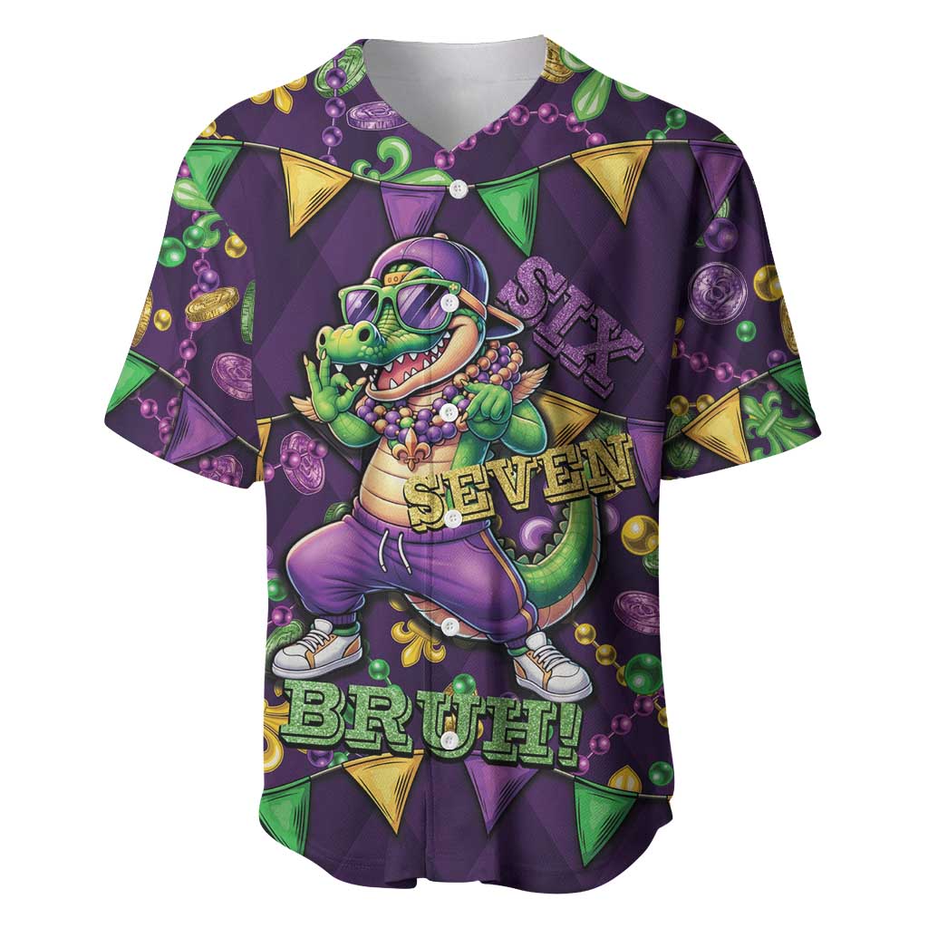 Six Seven Alligator Mardi Gras Baseball Jersey 67 Gen Alpha Slang Carnival Beads