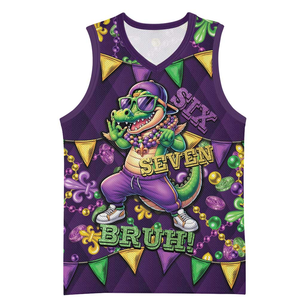 Six Seven Alligator Mardi Gras Basketball Jersey 67 Gen Alpha Slang Carnival Beads