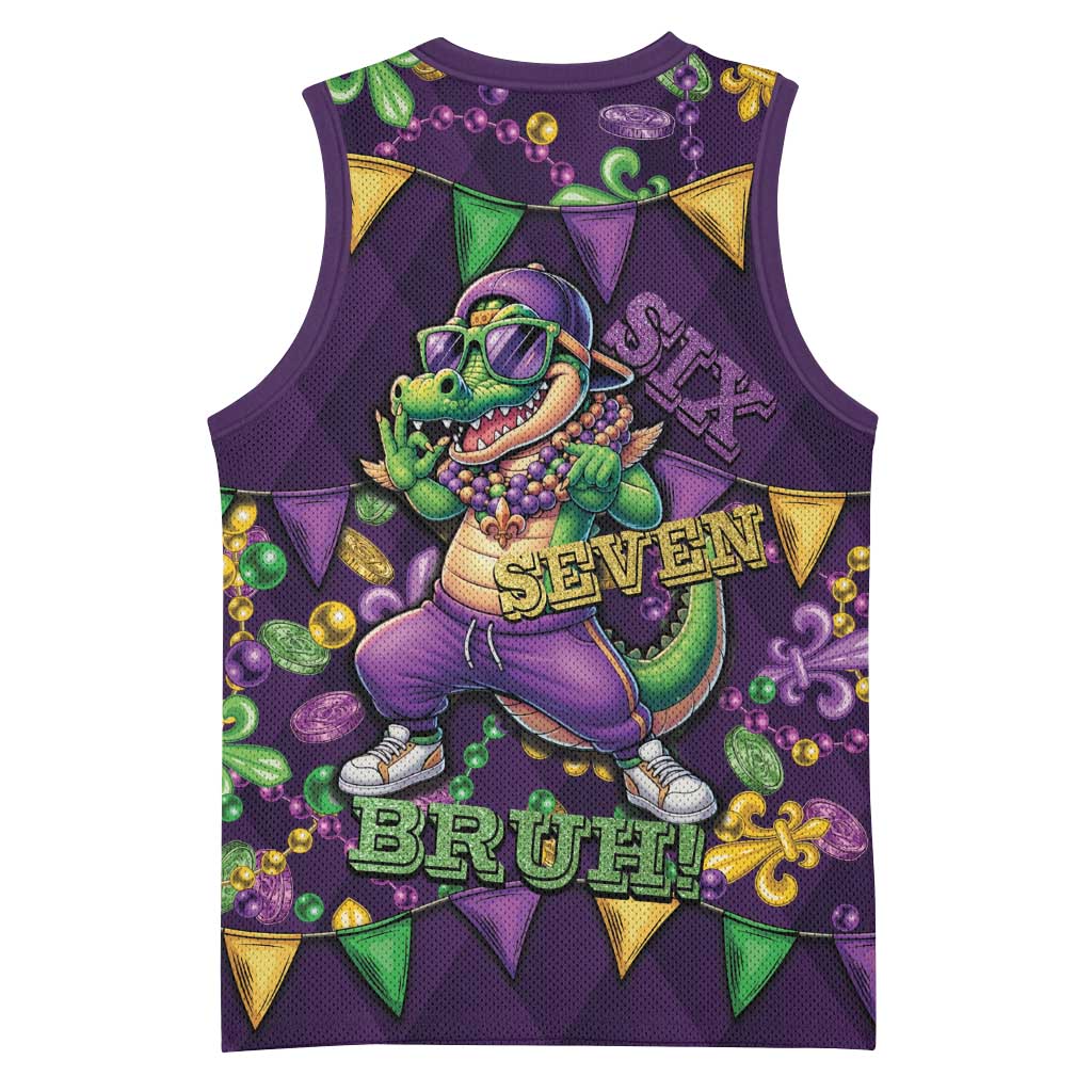 Six Seven Alligator Mardi Gras Basketball Jersey 67 Gen Alpha Slang Carnival Beads