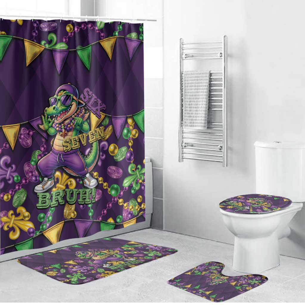 Six Seven Alligator Mardi Gras Bathroom Set 67 Gen Alpha Slang Carnival Beads