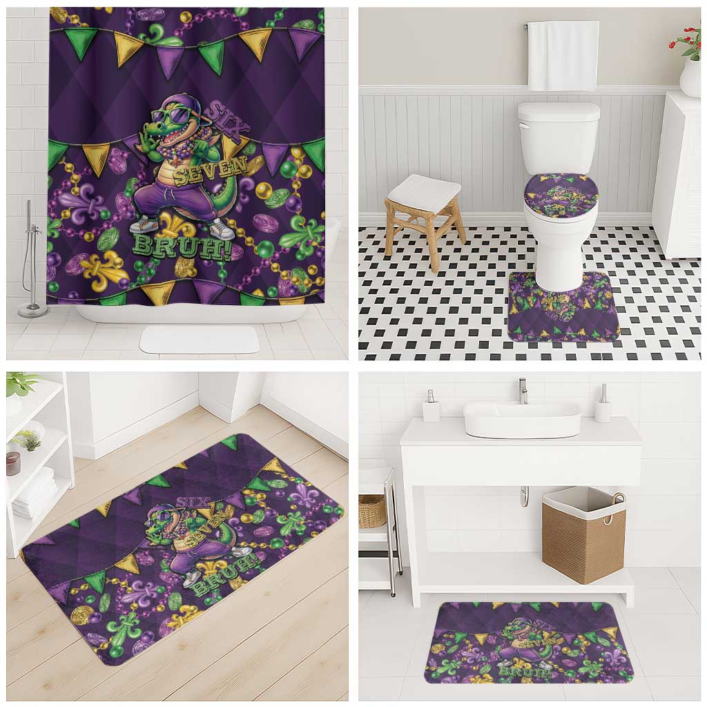 Six Seven Alligator Mardi Gras Bathroom Set 67 Gen Alpha Slang Carnival Beads