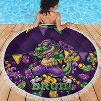 Six Seven Alligator Mardi Gras Beach Blanket 67 Gen Alpha Slang Carnival Beads