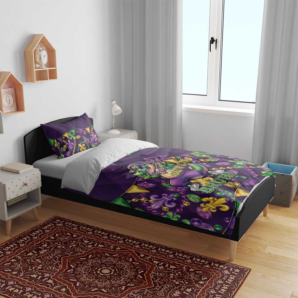 Six Seven Alligator Mardi Gras Bedding Set 67 Gen Alpha Slang Carnival Beads