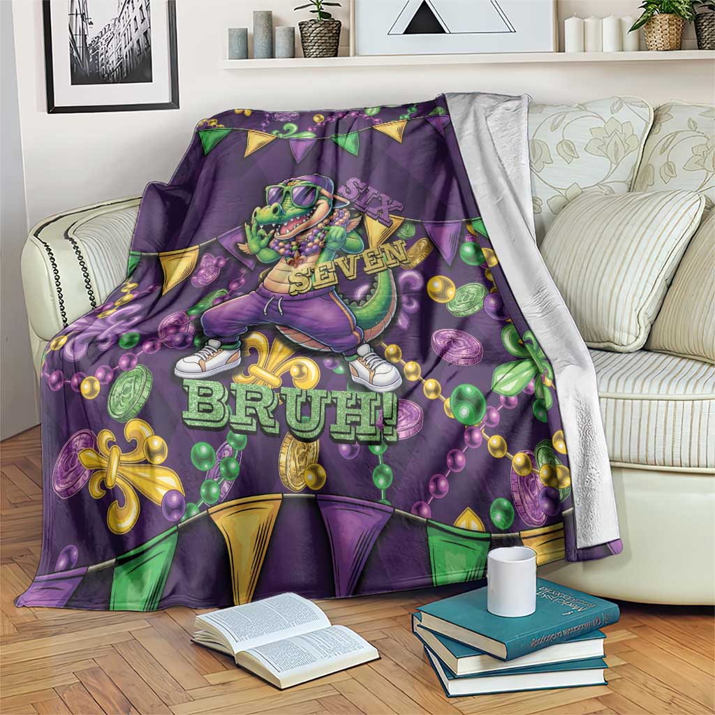 Six Seven Alligator Mardi Gras Blanket 67 Gen Alpha Slang Carnival Beads