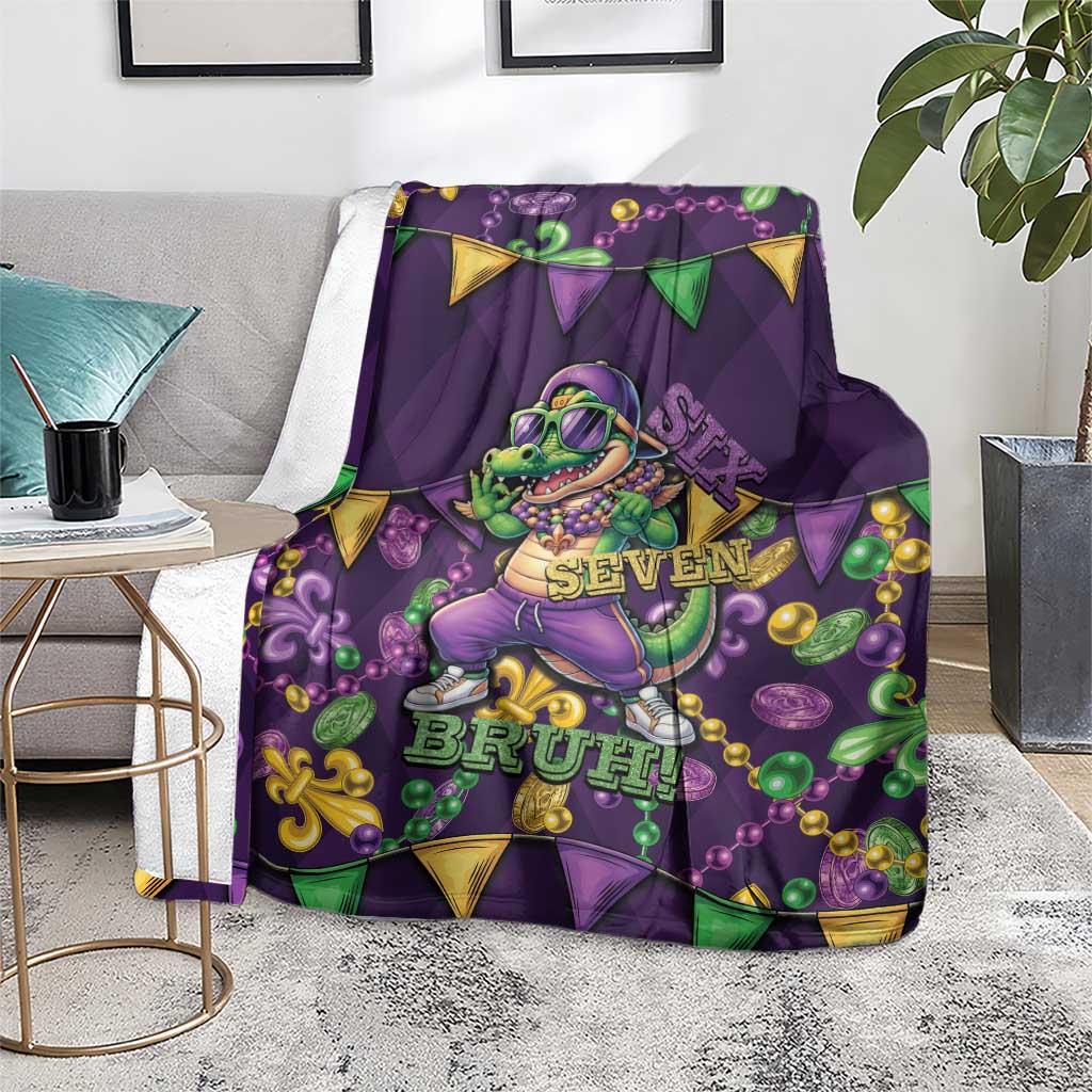 Six Seven Alligator Mardi Gras Blanket 67 Gen Alpha Slang Carnival Beads