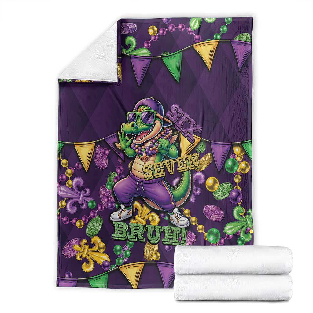 Six Seven Alligator Mardi Gras Blanket 67 Gen Alpha Slang Carnival Beads